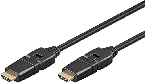 goobay 61289 High Speed HDMI 360° Kabel mit Ethernet/HDMI 360° Stecker Typ A/Drehbare HDMI Stecker/Bildschirmauflösung bis 4K@60Hz (Ultra HD 2160p) / Vergoldete Stecker / 3 Meter von goobay