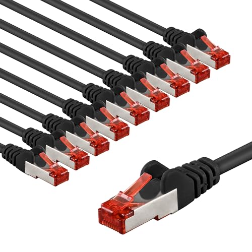 goobay 65980 CAT6 Netzwerkkabel im 10er Set/Patchkabel geschirmt S/FTP/CU Ethernet Kabel, PiMF, LSZH/Cat 6 Kabel mit 10Gbits / Schwarz / 10x 3m von goobay