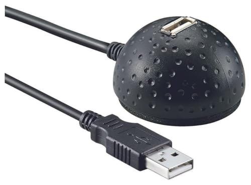 goobay 68913 Verlängerungskabel USB 2.0 Hi-Speed mit Halterung, Schwarz, 1,5 m Länge von goobay