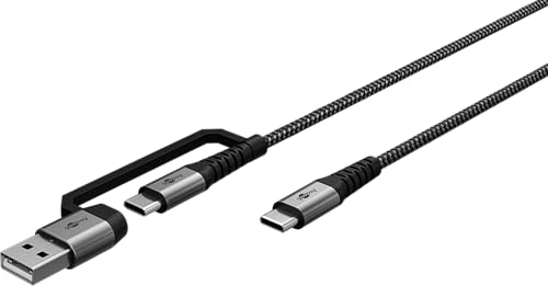 goobay 70279 2 in 1 USB C auf USB C und USB A Kabel/USB-Textilkabel max. 60W und 480 Mbits/Adapter für USB-A Geräte/Laptop Tablet iPhone/Multi Adapter mit Knickschutz / 3m goobay 70279 2 in 1 USB C auf USB C und USB A Kabel/USB-Textilkabel max. 60W und 480 Mbits/Adapter für USB-A Geräte/Laptop Tablet iPhone/Multi Adapter mit Knickschutz / 3m von goobay