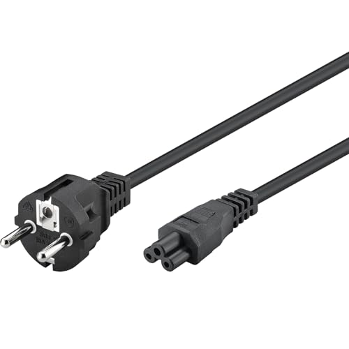 goobay 70765 Netzkabel Schutzkontakt Stecker auf IEC C5 Buchse 2 m/Stromkabel 2,5 Ampere/ideal für TV, Monitor, Laptop, Netzteil; DJ Equipment von goobay