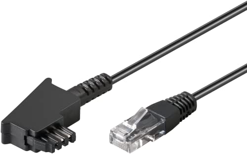 goobay 71811 Routerkabel, Telefonkabel, Anschlusskabel für DSL/ADSL/VDSL, TAE-F Stecker auf RJ45 Stecker (8P2C), schwarz, 0,5 Meter von goobay