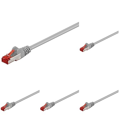 goobay 92736 CAT 6 Kabel Lan Netzwerkkabel für Gigabit Ethernet S-FTP doppelt geschirmtes Patchkabel mit RJ45 Stecker, 3m, Grau (Packung mit 5) von goobay