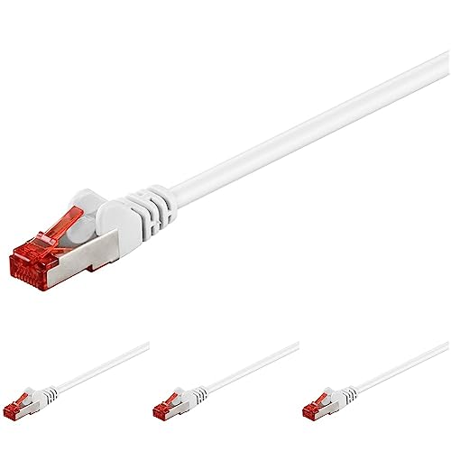 goobay 92758 CAT 6 Kabel Lan Netzwerkkabel für Gigabit Ethernet S-FTP doppelt geschirmtes Patchkabel mit RJ45 Stecker, 1,5m, Weiß (Packung mit 4) von goobay