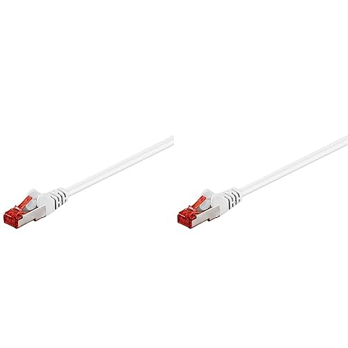 goobay 92761 CAT 6 Kabel Lan Netzwerkkabel für Gigabit Ethernet S-FTP doppelt geschirmtes Patchkabel mit RJ45 Stecker, 5m, Weiß (Packung mit 2) von goobay
