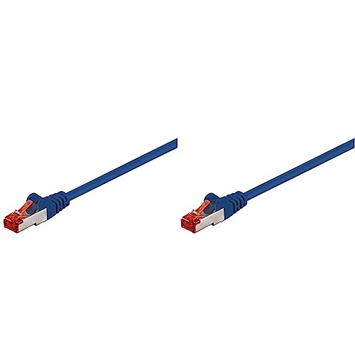 goobay 92773 CAT 6 Kabel Lan Netzwerkkabel für Gigabit Ethernet S-FTP doppelt geschirmtes Patchkabel mit RJ45 Stecker, 5m, Blau (Packung mit 2) von goobay
