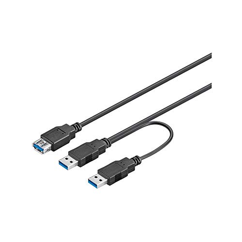 goobay 95749 Dual USB Y Kabel 5 Gbit/s Splitterkabel USB 3.0 Stecker auf USB 3.0 Buchse Y USB Kabel kurz USB Weiche für Externe Festplatte Kabel 0,3m von goobay