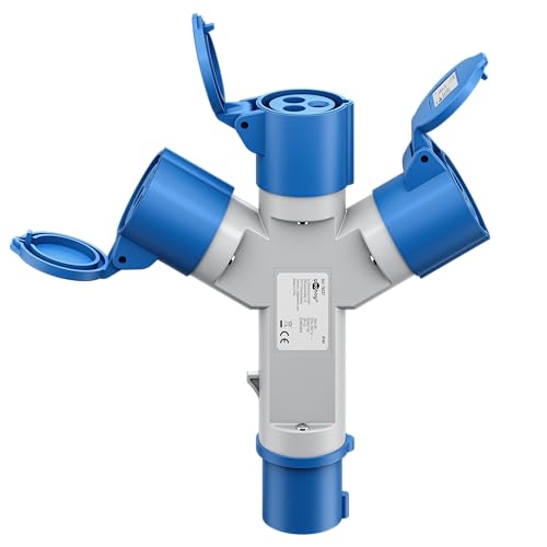 goobay CEE-Adapter für Wohnwagen, CEE-Stecker auf 3 x CEE-Buchse, tragbar, mit Schutzabdeckung, wasserdicht IP44, 76237 goobay CEE-Adapter für Wohnwagen, CEE-Stecker auf 3 x CEE-Buchse, tragbar, mit Schutzabdeckung, wasserdicht IP44, 76237 von goobay