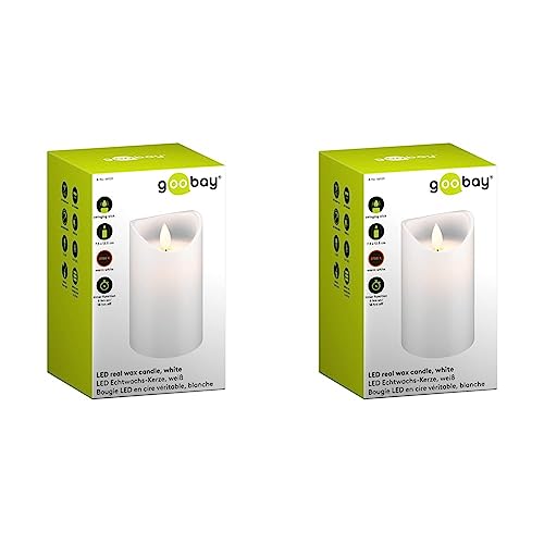goobay LED Echtwachs-Kerze 12,5cm hoch wunderschönes und sicheres Licht für viele Bereiche wie Haus und Loggia, Büros, Schulen oder Seniorenheime (Packung mit 2) von goobay