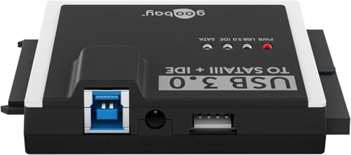 goobay SATA Adapter für Festplatten USB 3.0 und IDE/USB Festplattenadapter HDD & SSD/inkl. USB A auf B Kabel & Molex und 12V 2A Netzteil/Externe Festplatte / 72013 von goobay