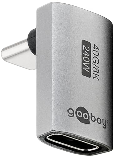 goobay USB-C Adapter 240W 40 Gbit Verlängerung 90° vertikal lang USB4 (Stecker auf Buchse) / USB 4.0 Adpter 8K@60 Hz, abwärtskompatibel USB 3.1, USB 2.0/74442 von goobay