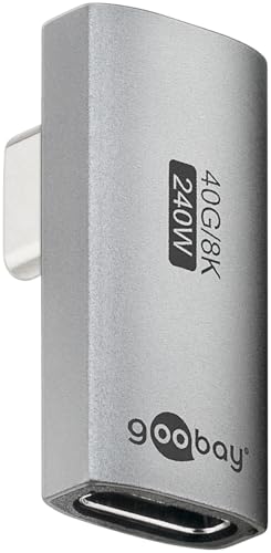 goobay USB-C Adapter 240W 40 Gbit Verlängerung 90° vertikal rotiert USB4 (Stecker auf Buchse) / USB 4.0 Adpter 8K@60 Hz, abwärtskompatibel USB 3.1, USB 2.0/74443 von goobay