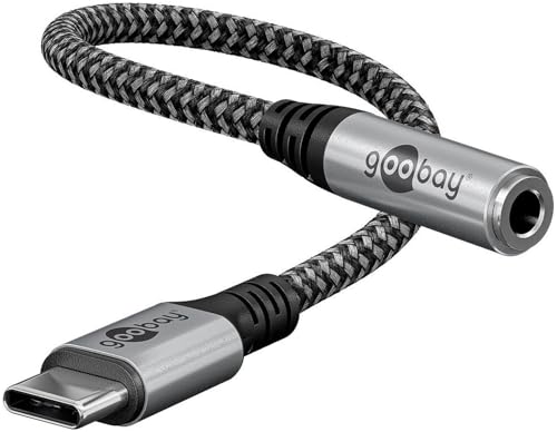 goobay USB C auf Kopfhörer Adapter Klinke Aux/USB-C zu 3.5mm Buchse/kompatibel mit Smartphone/Stoffmantel / 74056 von goobay