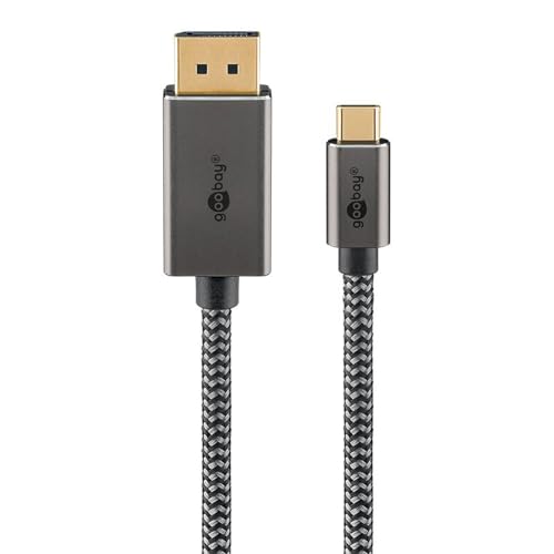 goobay USB C zu DisplayPort 1.2 Kabel 4k @ 60Hz Typ C Thunderbolt 3/4 auf DP Kabel USB 3.1 kompatibel mit Mac Book, iPhone, Surface / 2m / Textilkabel / 75708 von goobay