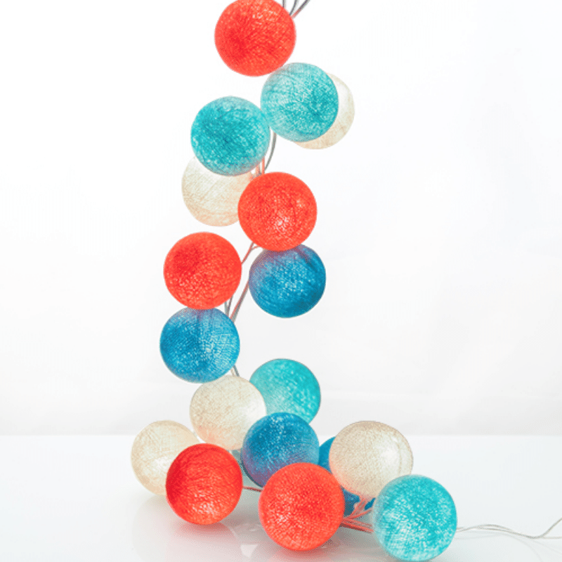 good moods* SUMMERTIME - Ball-Lichterkette mit 20 Stoffkugeln - 20 warmweiße LEDs - Geschenkkarton von good moods