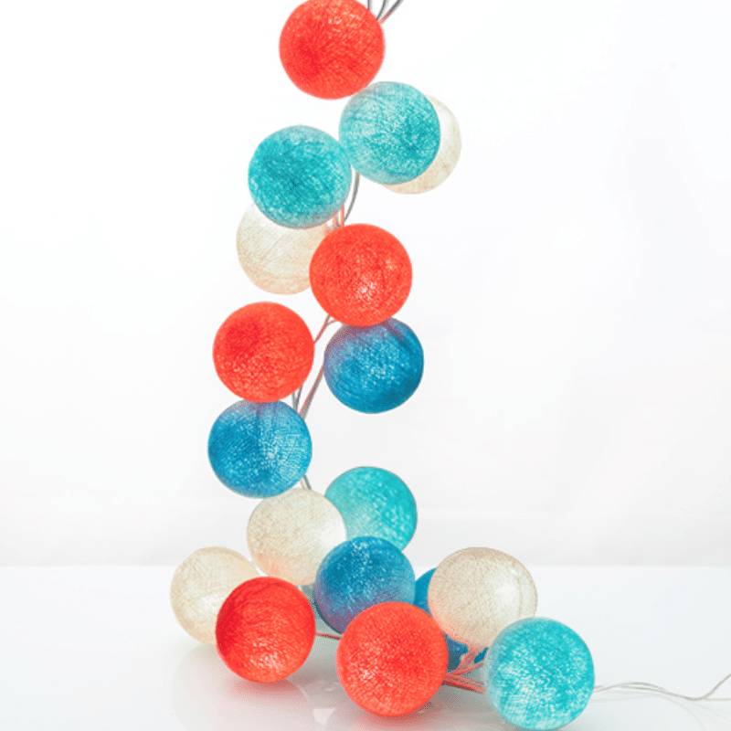 good moods* SUMMERTIME - Ball-Lichterkette mit 20 Stoffkugeln - 20 warmweiße LEDs - Geschenkkarton von good moods