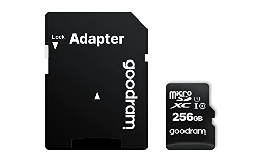 Goodram 256GB M1AA Mikrokarte Hohe Geschwindigkeit Klasse 10 Speicherkarte mit Adapter und UHS-I Schnittstelle Lesegeschwindigkeit bis zu 100 MB/s Schreibgeschwindigkeit ab 10 MB/s 256 GB von GoodRam