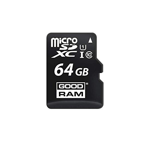 goodram 64GB M1AA Mikrokarte Hohe Geschwindigkeit Klasse 10 Speicherkarte mit Adapter und UHS-I Schnittstelle Lesegeschwindigkeit bis zu 100 MB/s Schreibgeschwindigkeit ab 10 MB/s 64 GB von GoodRam