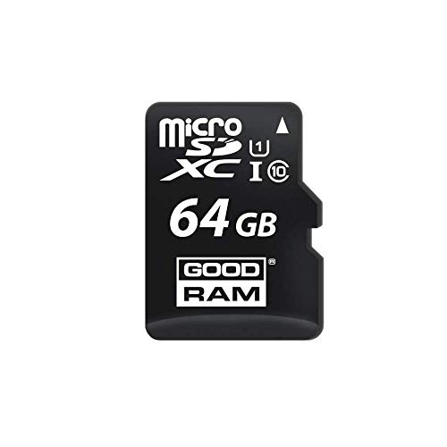 goodram 64GB M1AA Mikrokarte Hohe Geschwindigkeit Klasse 10 Speicherkarte mit Adapter und UHS-I Schnittstelle Lesegeschwindigkeit bis zu 100 MB/s Schreibgeschwindigkeit ab 10 MB/s 64 GB von goodram