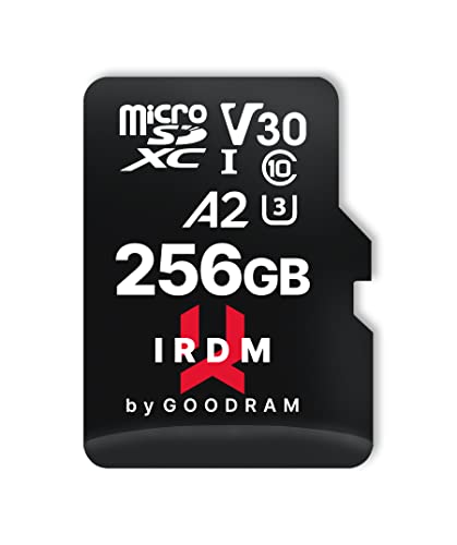 goodram Schnelle Speicherkarte IRDM - SD Karte 256GB M2AA Micro SDXCUHS I U3 A2 V30 + Adapter 170/120 MB/s - Hohe Leistung - Schnell und Zuverlässig - Speicherkarte Micro SD von goodram