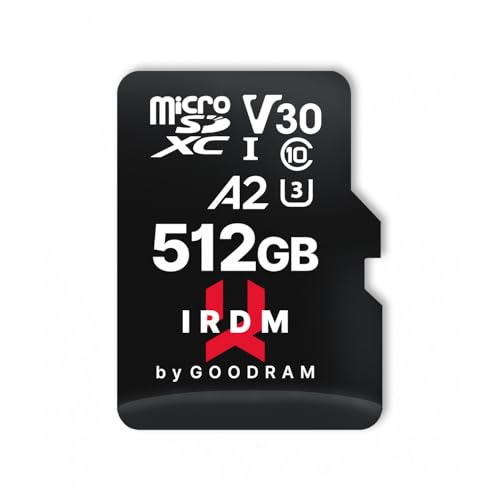 goodram Schnelle Speicherkarte IRDM - SD Karte 512GB M2AA MicroSDXC UHS-I U3 A2 V30 C/Adapter 170/120 MB/s - Hohe Leistung - Schnell und Zuverlässig - Speicherkarte Micro SD von GoodRam