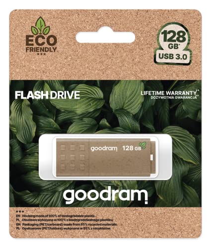 goodram USB-Speicherstick mit 128GB UME3 - Eco Frienly USB 3.0 DatenSpeicherung Pen Drive - Lesegeschwindigkeit bis zu 60 MBs - Memory Stick - USB Flash Laufwerk mit Plastikgehäuse Biologisch Abbaubar von goodram