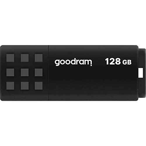 goodram USB-Speicherstick mit 128GB UME3 - USB 3.0 DatenSpeicherung Pen Drive - Lesegeschwindigkeit bis zu 60 MBs - mit Anti Rutsch Memory Stick - USB Flash Laufwerk Schwarz 10,3 x 12,3 x 1,2 cm von goodram
