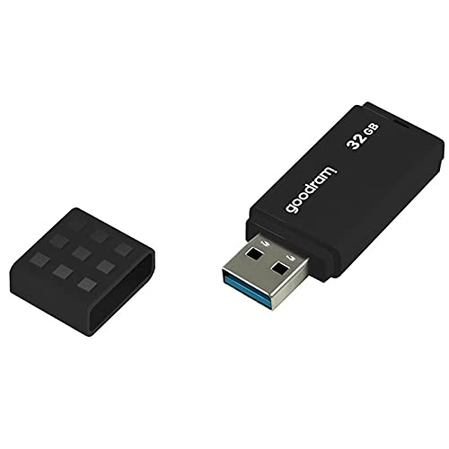 goodram USB-Speicherstick mit 32GB UME3 - USB 3.0 DatenSpeicherung Pen Drive - Lesegeschwindigkeit bis zu 60 MBs - mit Anti Rutsch Memory Stick - USB Flash Laufwerk Schwarz 10,3 x 12,3 x 1,2 cm von GoodRam