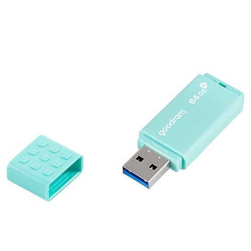 goodram USB-Speicherstick mit 64GB UME3 Care - USB 3.0 DatenSpeicherung Pen Drive - Lesegeschwindigkeit bis zu 60 MBs - Memory Stick Antibakterielles Gehäuse - Spritzwasserschutz - USB Stick Blau von GoodRam