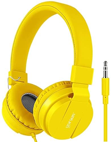gorsun® Premium Kinderkopfhörer, Faltbare Kopfhörer für Kinder, verstellbare Leicht-Kopfhörer für Jungen und Mädchen-Gelb von gorsun