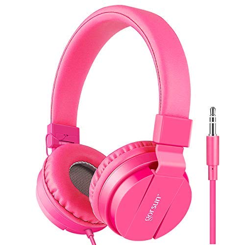 gorsun® Premium Kinderkopfhörer, Faltbare Kopfhörer für Kinder, verstellbare Leicht-Kopfhörer für Jungen und Mädchen-Rosa von gorsun