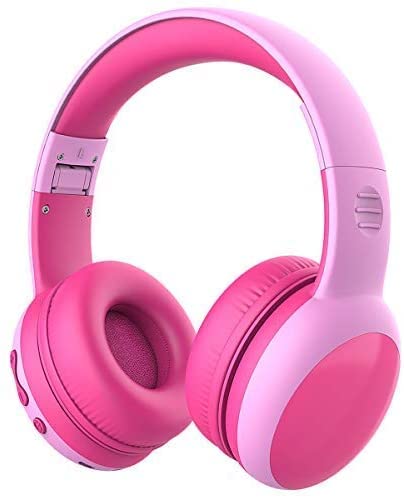 gorsun Kopfhörer für Kinder, Bluetooth Kinderkopfhörer mit 85 dB Lautstärkebegrenzung, Leichte Kinder Kopfhörer mit anpassbarer Kopfband - Rosa von gorsun