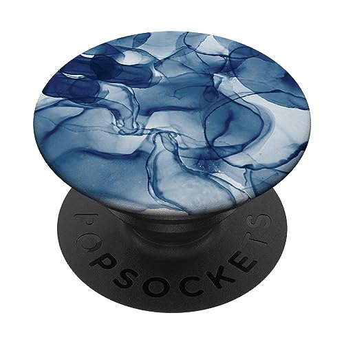 Dunkles Kobaltblau Tintenklecks Aquarell PopSockets mit austauschbarem PopGrip von grafikGear