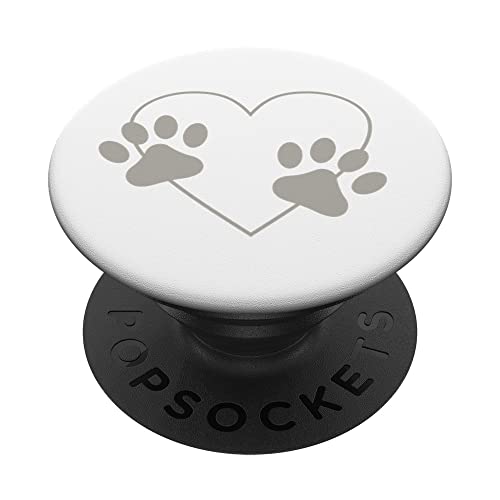 Grau Katze Hund Pfotenabdruck Herz PopSockets mit austauschbarem PopGrip von grafikGear