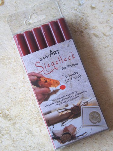 7mm Siegellack (brechbar) für Pistole - Bordeaux-Rot, 6er Pack von gravurART