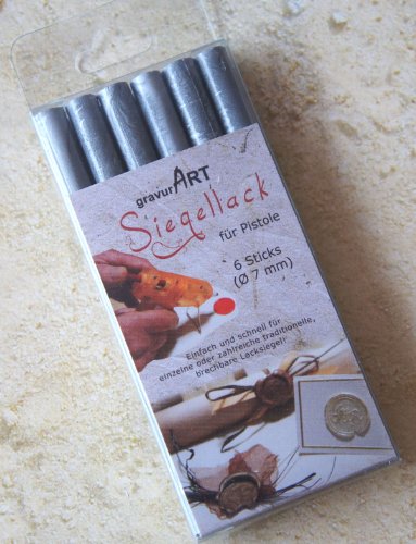 7mm Siegellack (brechbar) für Pistole - Silber, 6er Pack von gravurART