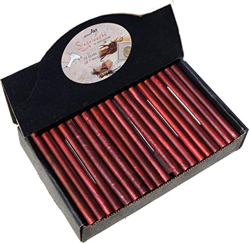 Großpackung 72 Sticks - 7mm Siegelwachs flexibel für Pistole - Rot-Metallic von gravurART