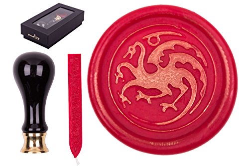 Siegel Set Rimini, Siegelstempel Symbol "Drache", incl. 1 Stange Siegelwachs von gravurART