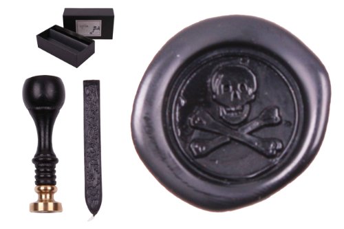 Siegel Set "Sigillum" Gravur Totenkopf + 1 Stange Siegelwachs im Geschenkkarton von gravurART