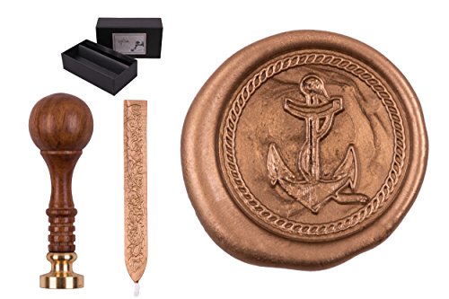 Siegelstempel Set "Sigillum" Gravur Symbol Anker, incl. 1 Stange Siegelwachs von gravurART