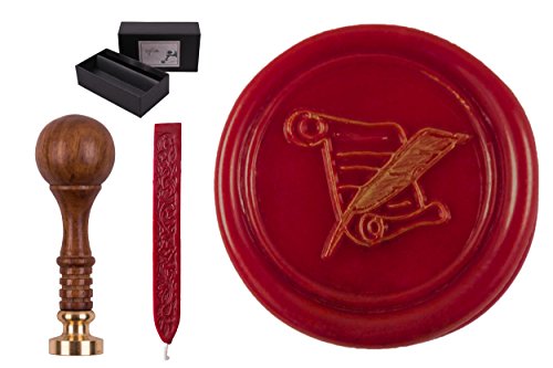 Siegelstempel Set "Sigillum" Gravur Symbol Schreibfeder, 1 Stange Siegelwachs Siegelstempel Set "Sigillum" Gravur Symbol Schreibfeder, 1 Stange Siegelwachs von gravurART