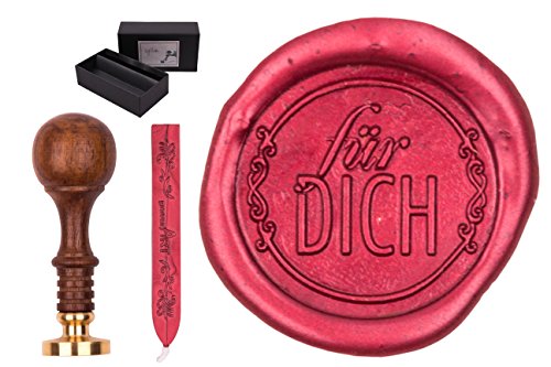 gravurART Siegelset Sigillum Gravur "Für Dich" Siegel-Stempel mit Siegelwachs im Geschenkkarton von gravurART