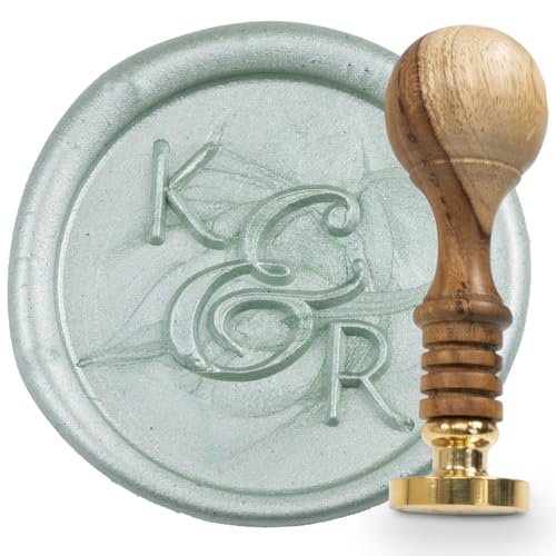 gravurART Personalisierter Siegelstempel zur Hochzeit Design Elias - für individuelle Wachssiegel mit euren Initialen von gravurART