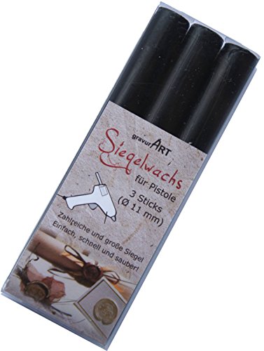 gravurART Siegelwachs flexibel, 11mm Durchmesser für Wachspistole, Farbe Schwarz 3 Stangen gravurART Siegelwachs flexibel, 11mm Durchmesser für Wachspistole, Farbe Schwarz 3 Stangen von gravurART