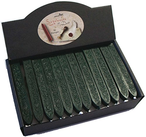 gravurART - Siegelwachs mit Docht - 36 Stangen- Farbe dunkel grün gravurART - Siegelwachs mit Docht - 36 Stangen- Farbe dunkel grün von gravurART