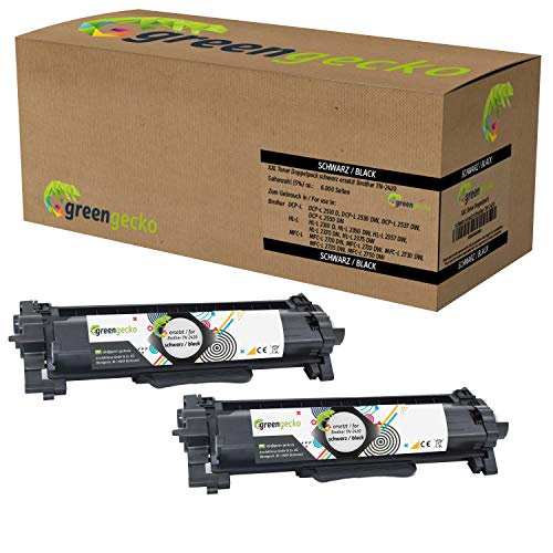 2 XXL Toner ersetzen Brother TN-2420 I TN-2410 | Für Brother DCP L 2530 DW, HL-L 2350 DW, MFC L 2710 DN, MFC L 2710 DW, MFC-L 2750 DW | Schwarz, neuester Chip von green gecko