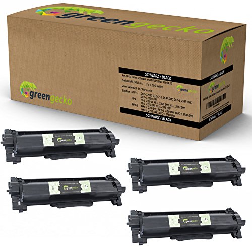 4er Toner Sparset ersetzt Brother TN2420 I TN2410 | Für Brother DCP-L 2530 DW, HL-L 2350 DW, MFC-L 2710 DN, MFC-L 2710 DW, MFC-L 2750 DW | Schwarz, neuester Chip von green gecko