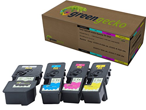 Toner Sparset ersetzt Kyocera TK-5240 I Für Kyocera ECOSYS M 5526 CDN, M 5526 cdw, P 5026 CDN, P 5026 cdw I Druckerpatronen Schwarz, Cyan, Magenta, Gelb von green gecko