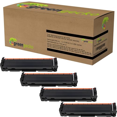 XL Toner ersetzen HP 207X für HP Color Laserjet Pro M255dw M255dn Color Laserjet Pro MFP M 282nw 283cdw 283fdn 283fdw (4er Multipack schwarz, Cyan, Magenta, gelb) mit Chip von green gecko