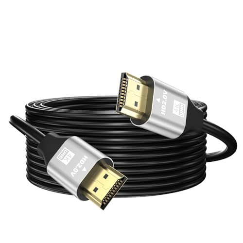 grofyllaa 4K Hdmi Kabel 10M, High Speed Hdmi 2.0 Kabel 4K@60Hz 2K@120Hz, vergoldeter Stecker 3D ARC HDCP 2.2 &2.3 für HDTV/Blu Ray Wiedergabe/Projektoren/Laptops/PS4/PS5(Silber) von grofyllaa